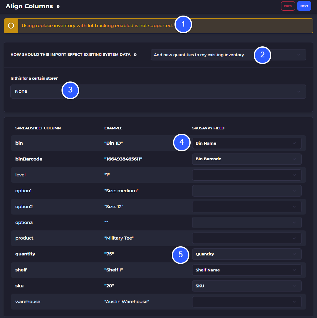 inventory import on skusavvy